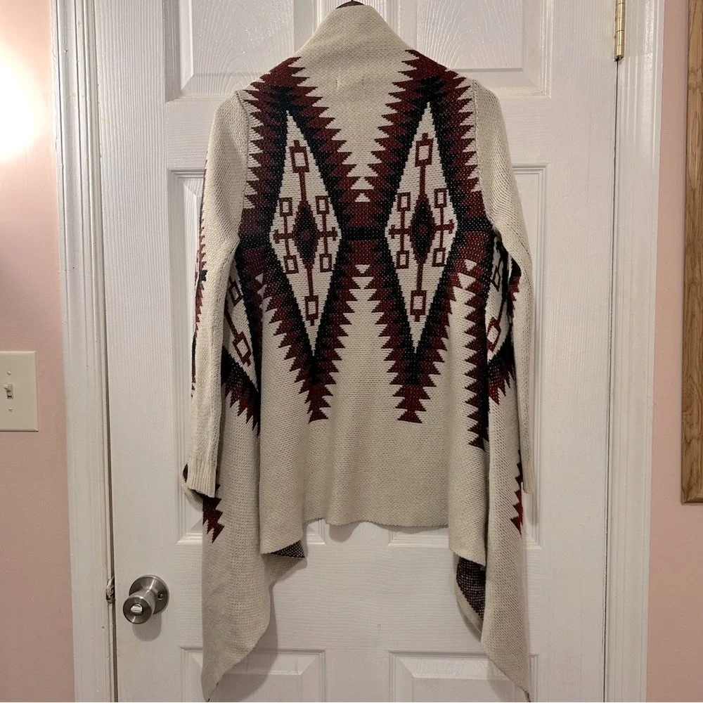 Debut Aztec Tribal Print Waterfall Cardigan Long Sleeve S/M - Picture 2 of 4